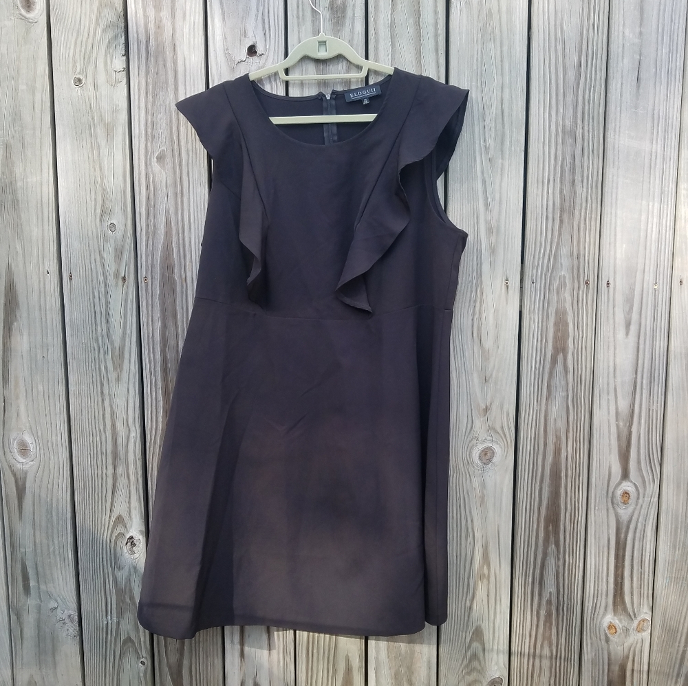 Eloquii Flounce Sleeveless Little Black Dress